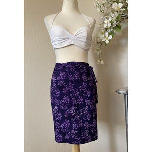 Spicy Bambu Womens Tropic Purple Floral Maxi Coverup Wrap Skirt Sarong Sun BOHO